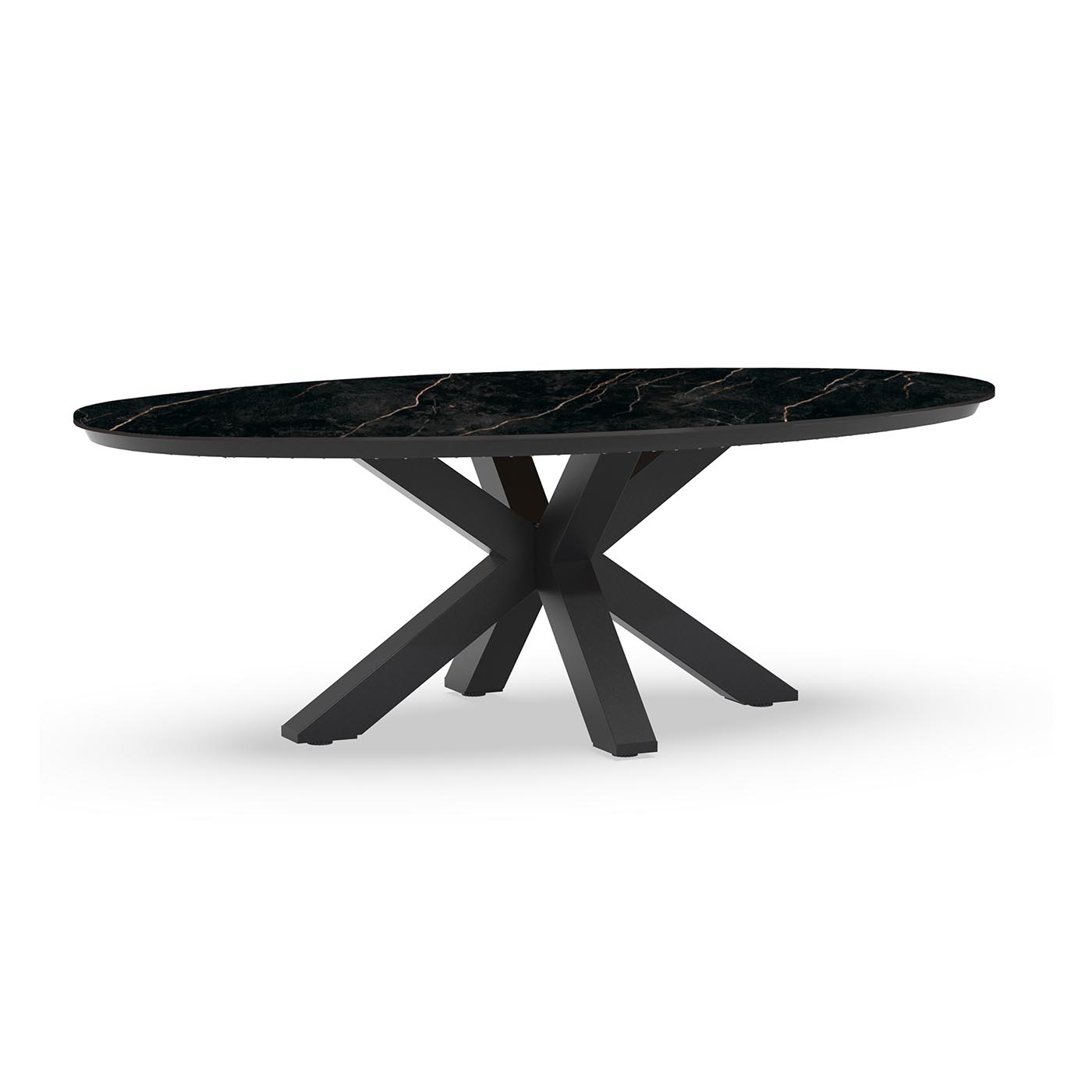 Oblong Dining Table Trespa Marble 220 x 130 cm Charcoal