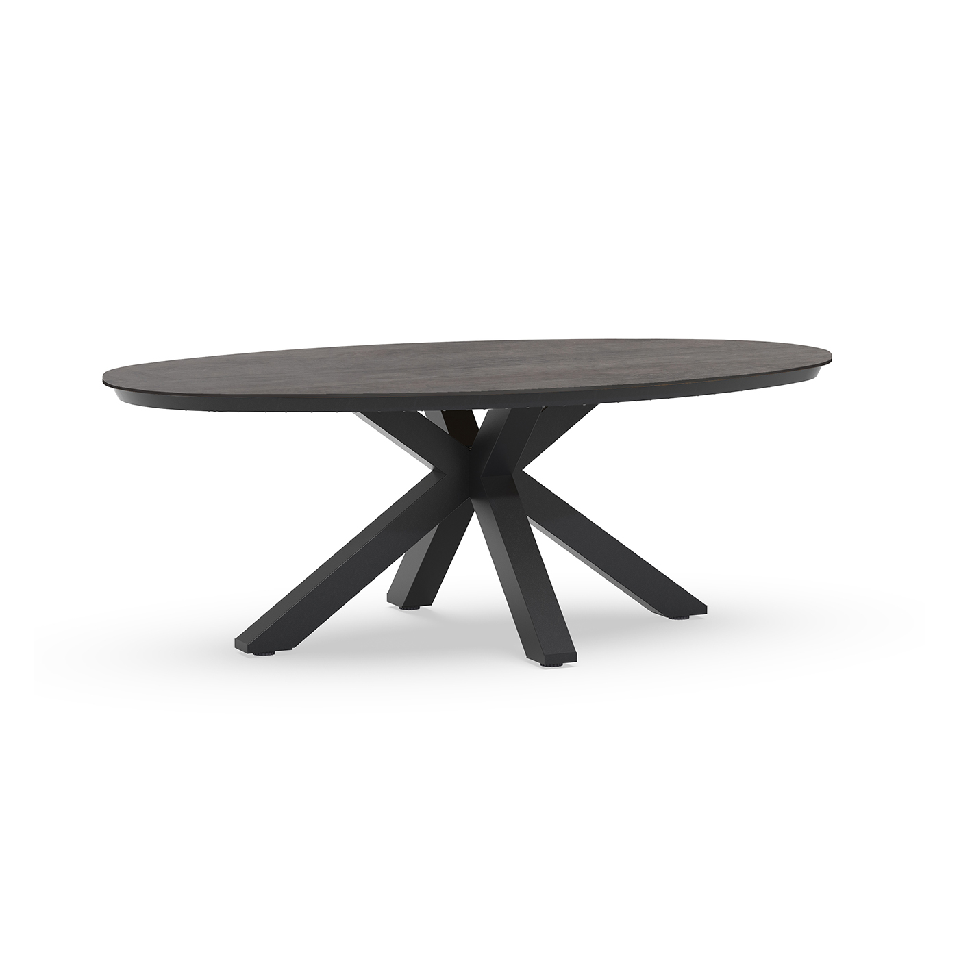 Oblong Low Dining Table Trespa Forest Grey 200 x 110 cm Charcoal