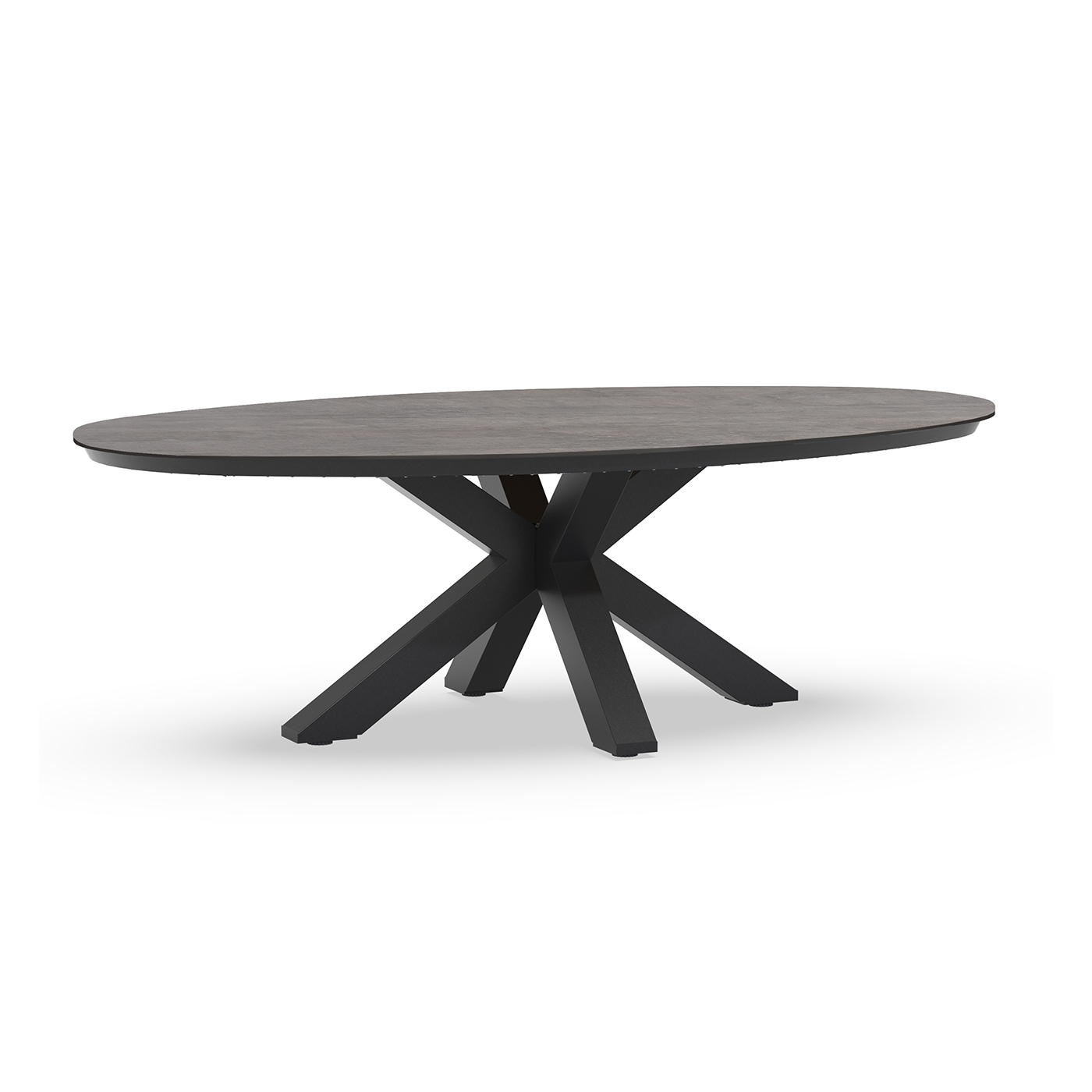 Oblong Low Dining Table Trespa Forest Grey 220 x 130 cm Charcoal