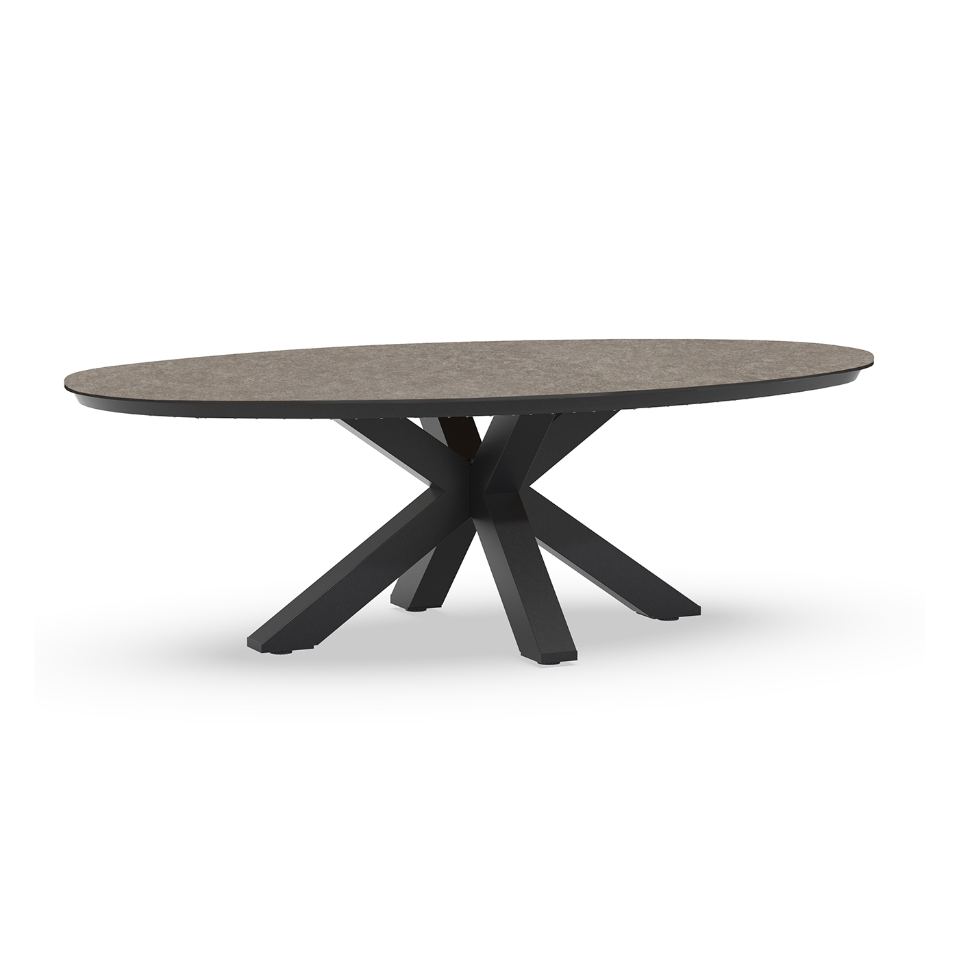 Oblong Low Dining Table Trespa Dark Basalt 220 x 130 cm Charcoal