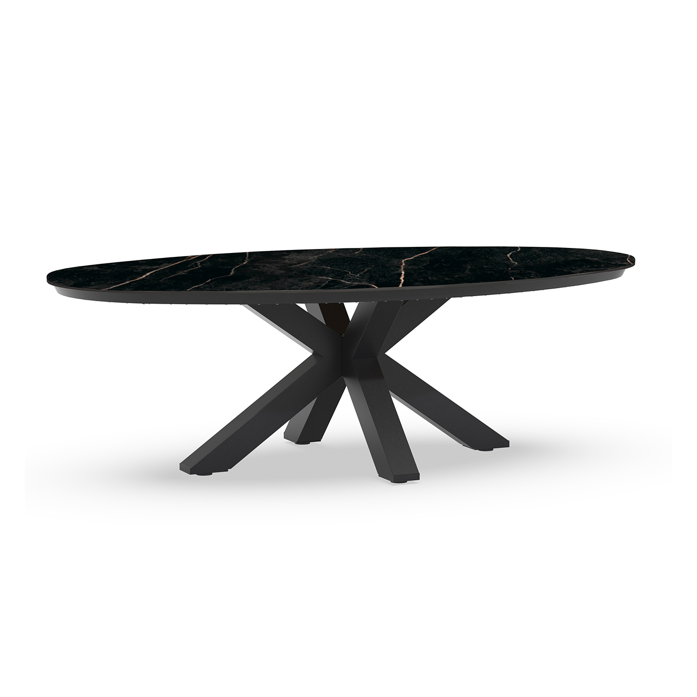 Oblong Low Dining Table Trespa Marble 220 x 130 cm Charcoal