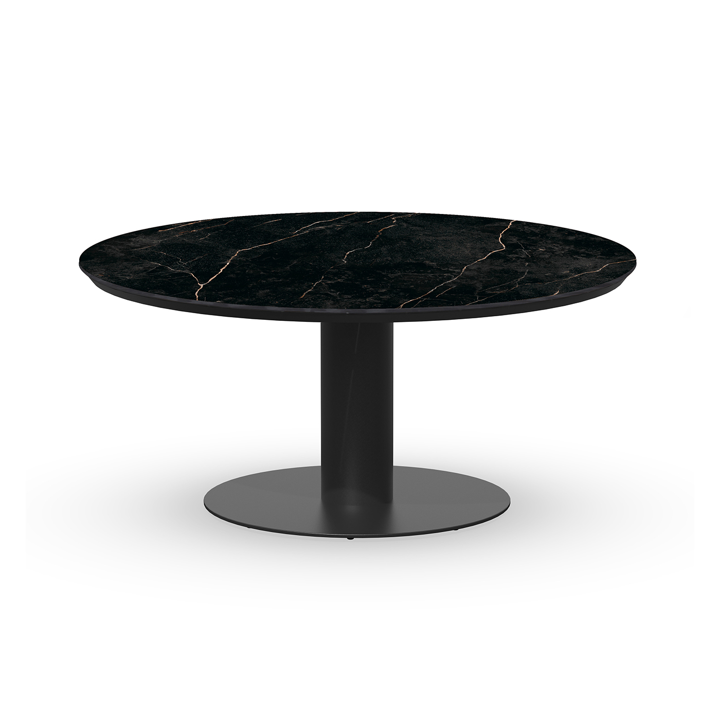 Moreno Low Dining Table Trespa Marble 150 cm Ø Charcoal