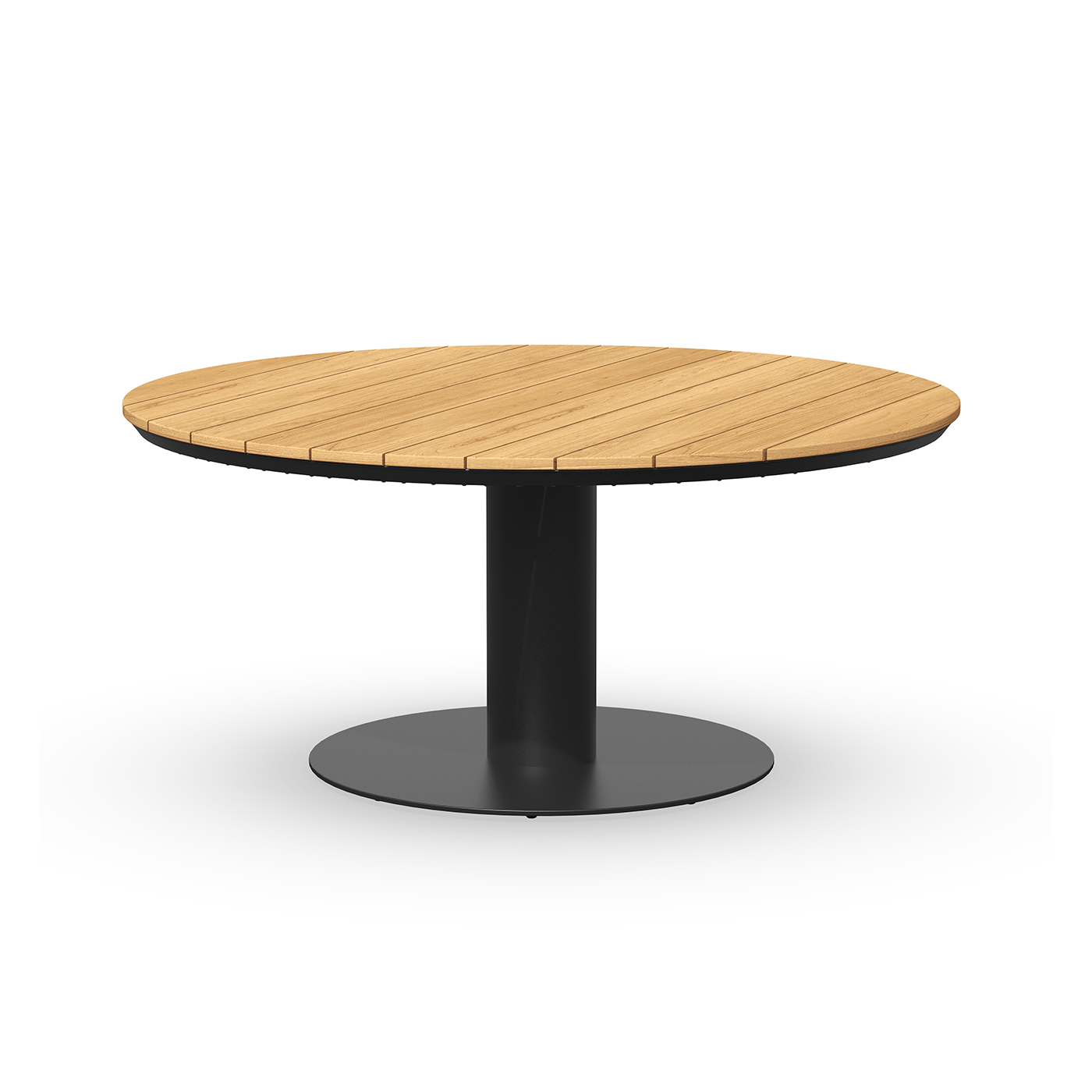 Moreno Low Dining Table Teak 150 cm Ø Charcoal