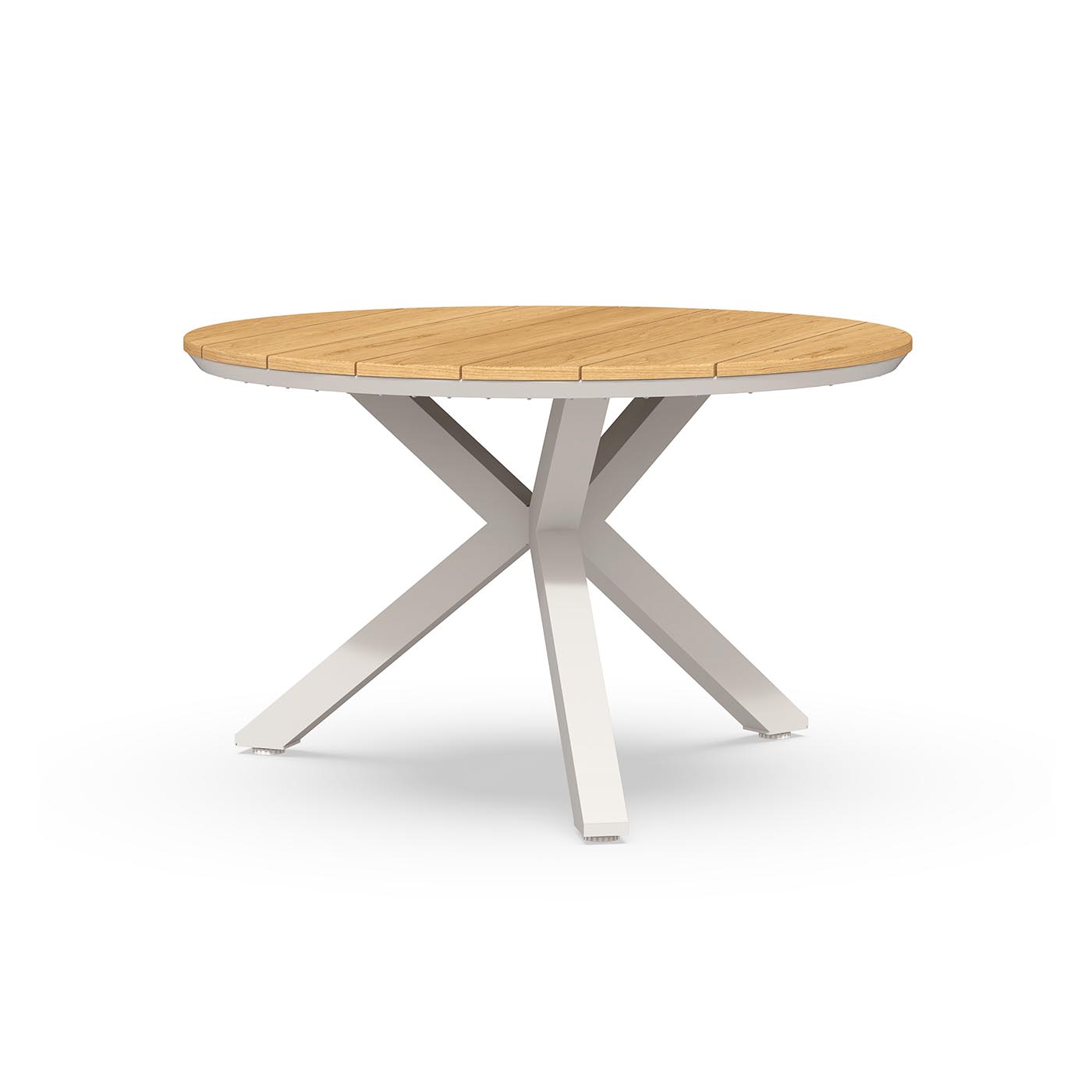 Orbital Dining Table Teak 120 cm Ø Creme White
