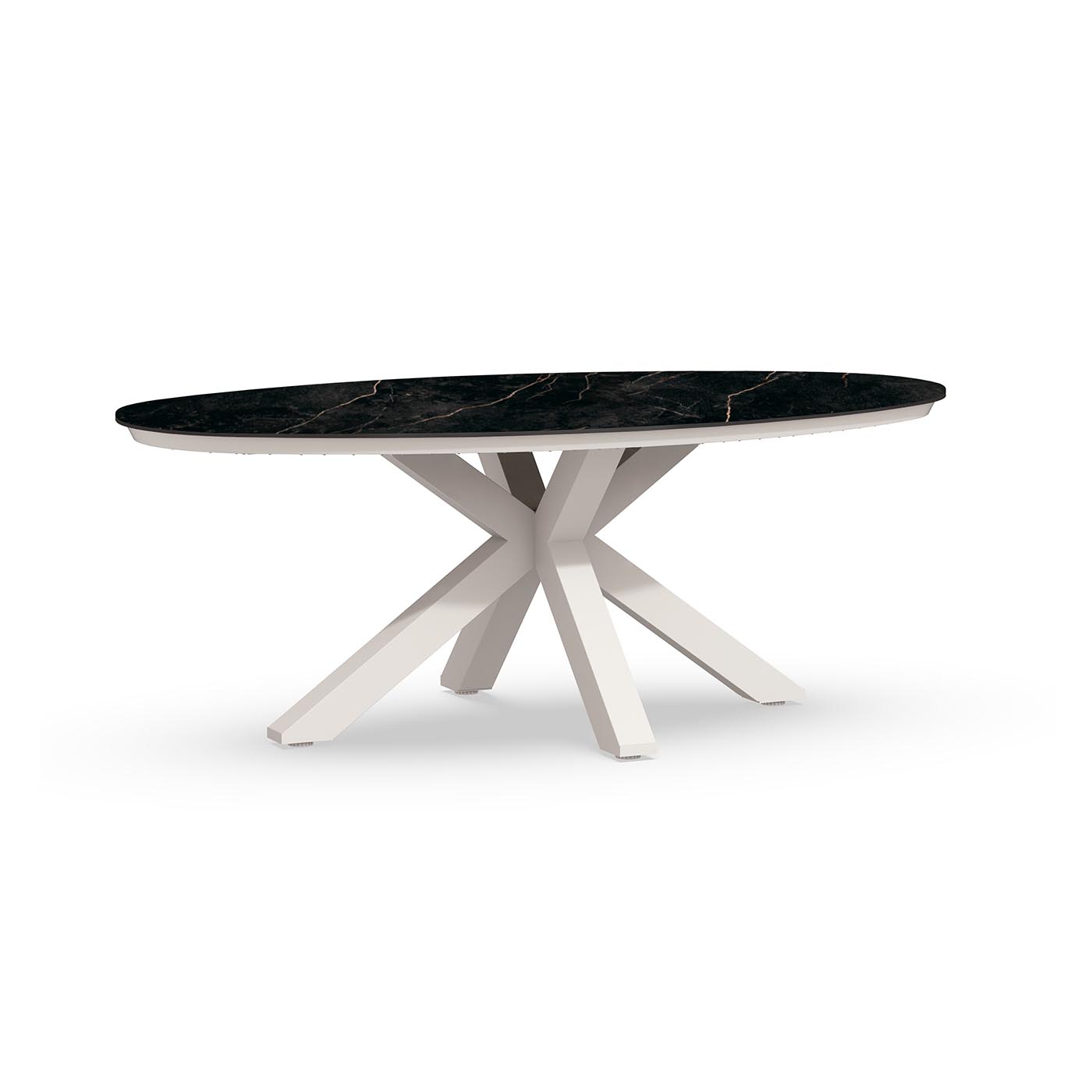 Oblong Dining Table Trespa Marble 200 x 110 cm Creme White