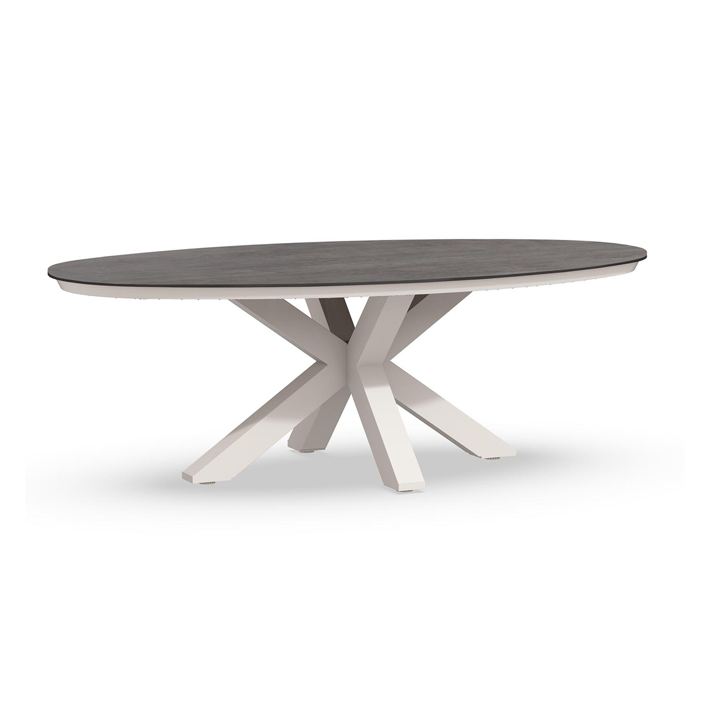 Oblong Dining Table Trespa Forest Grey 220 x 130 cm Creme White