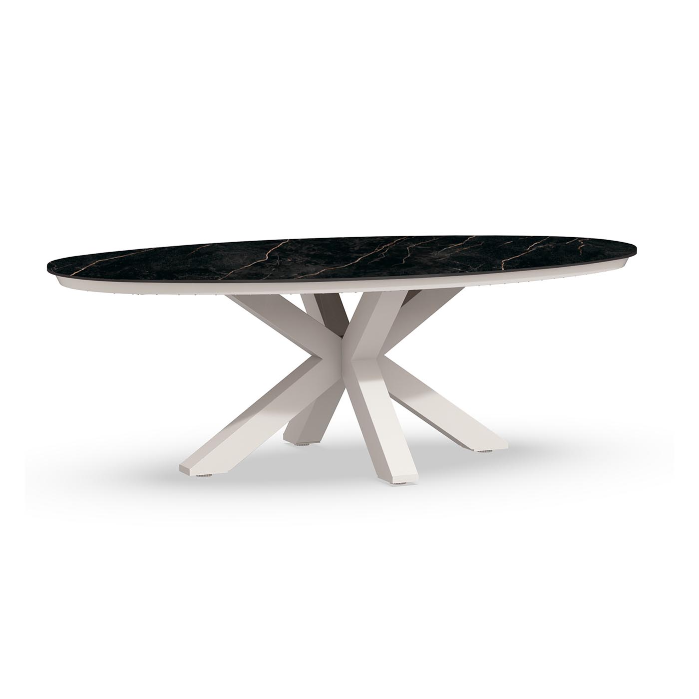 Oblong Dining Table Trespa Marble 220 x 130 cm Creme White