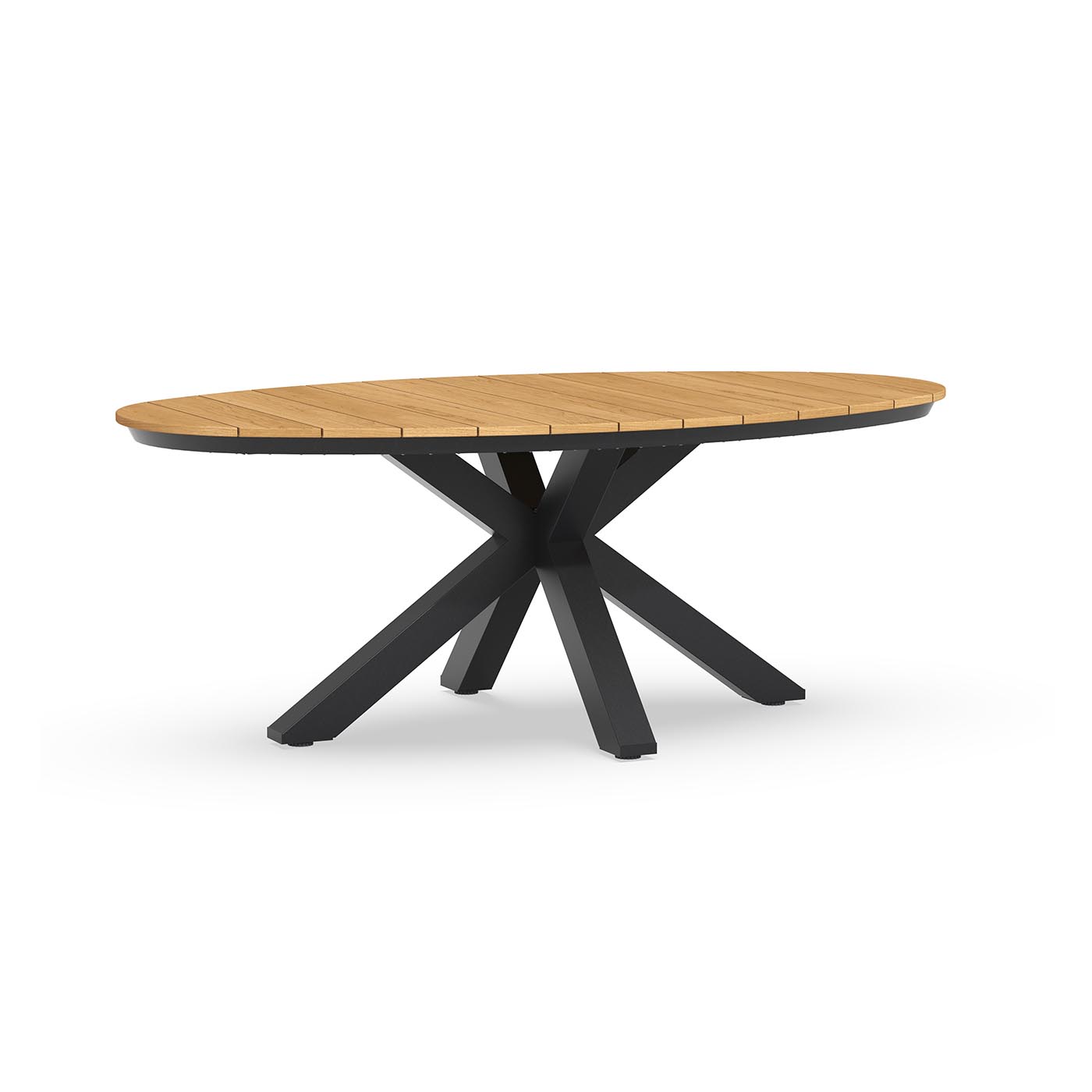 Oblong Dining Table Teak 200 x 110 cm Charcoal