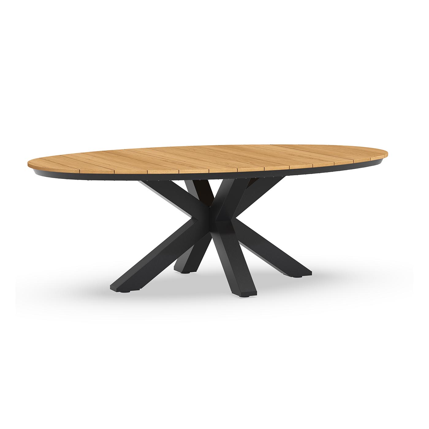 Oblong Dining Table Teak 220 x 130 cm Charcoal